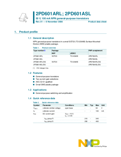 Philips 2pd601arl-asl  . Electronic Components Datasheets Active components Transistors Philips 2pd601arl-asl.pdf