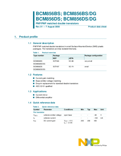 Philips bcm856bs bcm856ds  . Electronic Components Datasheets Active components Transistors Philips bcm856bs_bcm856ds.pdf