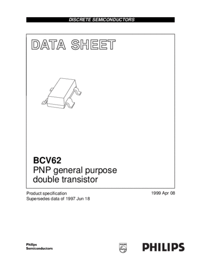 Philips bcv62 3  . Electronic Components Datasheets Active components Transistors Philips bcv62_3.pdf