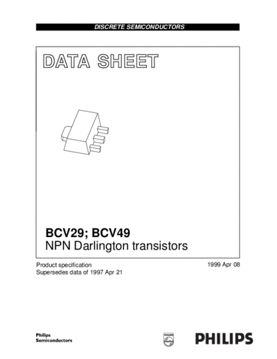 . Electronic Components Datasheets bcv29 bcv49 5  . Electronic Components Datasheets Active components Transistors Philips bcv29_bcv49_5.pdf