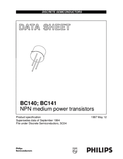 Philips bc140 bc141  . Electronic Components Datasheets Active components Transistors Philips bc140_bc141.pdf