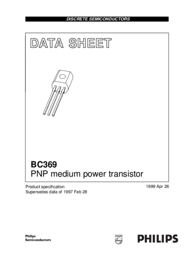 Philips bc369 3  . Electronic Components Datasheets Active components Transistors Philips bc369_3.pdf