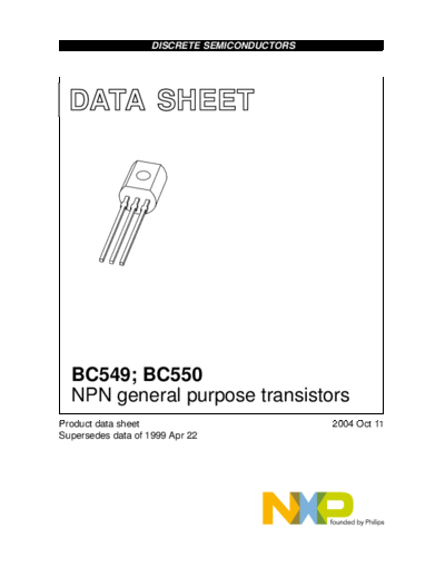 Philips bc549 bc550  . Electronic Components Datasheets Active components Transistors Philips bc549_bc550.pdf