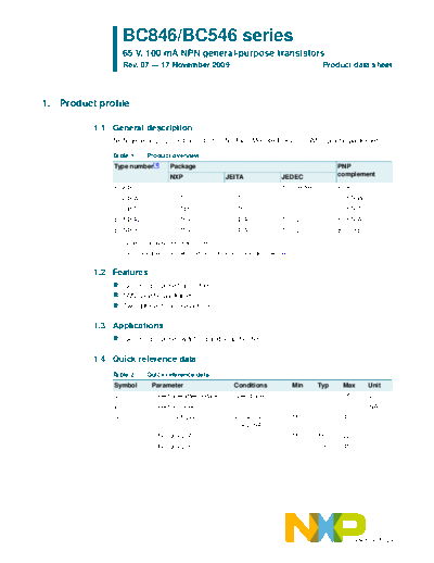 Philips bc846 bc546 ser  . Electronic Components Datasheets Active components Transistors Philips bc846_bc546_ser.pdf