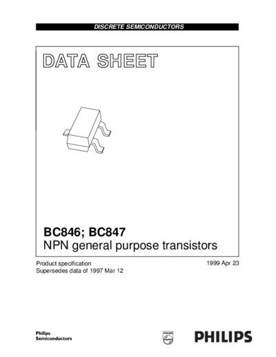 . Electronic Components Datasheets bc846 bc847 3  . Electronic Components Datasheets Active components Transistors Philips bc846_bc847_3.pdf
