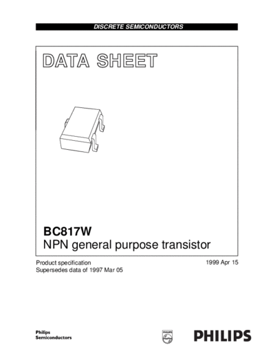 Philips bc817w 3  . Electronic Components Datasheets Active components Transistors Philips bc817w_3.pdf