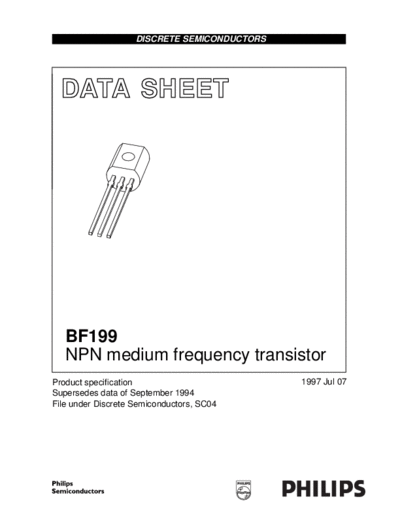 Philips bf199 cnv 2  . Electronic Components Datasheets Active components Transistors Philips bf199_cnv_2.pdf