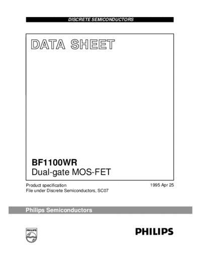 Philips bf1100wr 0  . Electronic Components Datasheets Active components Transistors Philips bf1100wr_0.pdf