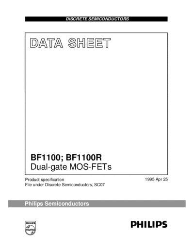 Philips bf1100 bf1100r 01  . Electronic Components Datasheets Active components Transistors Philips bf1100_bf1100r_01.pdf