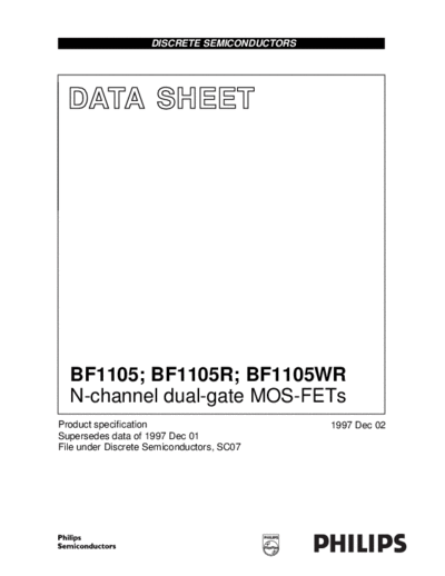 Philips bf1105 bf1105r bf1105wr 3  . Electronic Components Datasheets Active components Transistors Philips bf1105_bf1105r_bf1105wr_3.pdf