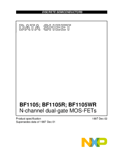 Philips bf1105 r wr  . Electronic Components Datasheets Active components Transistors Philips bf1105_r_wr.pdf