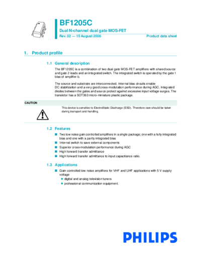 Philips bf1205c  . Electronic Components Datasheets Active components Transistors Philips bf1205c.pdf