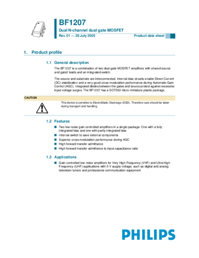 Philips bf1207  . Electronic Components Datasheets Active components Transistors Philips bf1207.pdf