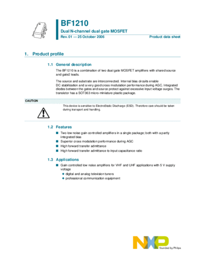 Philips bf1210  . Electronic Components Datasheets Active components Transistors Philips bf1210.pdf