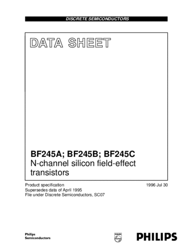 . Electronic Components Datasheets bf245  . Electronic Components Datasheets Active components Transistors Philips bf245.pdf