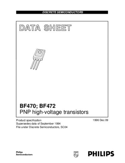 Philips bf470 bf472  . Electronic Components Datasheets Active components Transistors Philips bf470_bf472.pdf