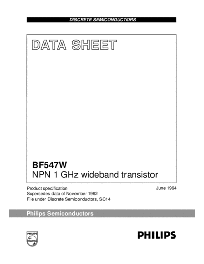 Philips bf547w  . Electronic Components Datasheets Active components Transistors Philips bf547w.pdf