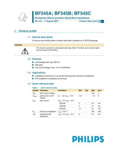 Philips bf545a bf545b bf545c  . Electronic Components Datasheets Active components Transistors Philips bf545a_bf545b_bf545c.pdf