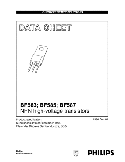 Philips bf583 bf585 bf587  . Electronic Components Datasheets Active components Transistors Philips bf583_bf585_bf587.pdf