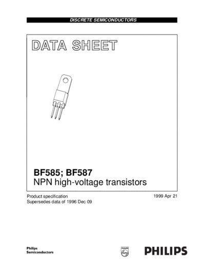 . Electronic Components Datasheets bf585 bf587  . Electronic Components Datasheets Active components Transistors Philips bf585_bf587.pdf