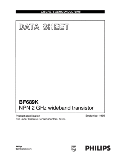 Philips bf689k  . Electronic Components Datasheets Active components Transistors Philips bf689k.pdf