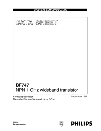 Philips bf747  . Electronic Components Datasheets Active components Transistors Philips bf747.pdf