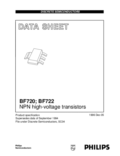 Philips bf720 bf722 1  . Electronic Components Datasheets Active components Transistors Philips bf720_bf722_1.pdf