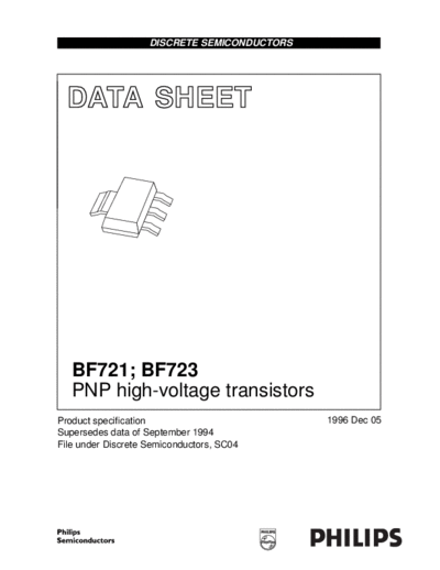Philips bf721 bf723  . Electronic Components Datasheets Active components Transistors Philips bf721_bf723.pdf