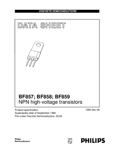 Philips bf857 bf858 bf859  . Electronic Components Datasheets Active components Transistors Philips bf857_bf858_bf859.pdf