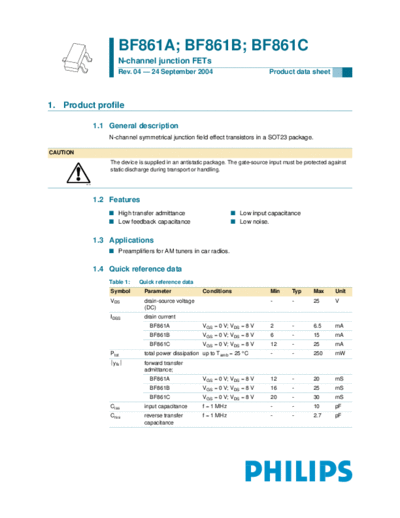 Philips bf861a bf861b bf861c  . Electronic Components Datasheets Active components Transistors Philips bf861a_bf861b_bf861c.pdf