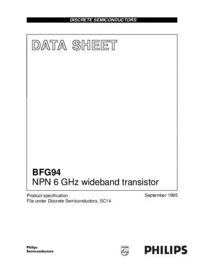 Philips bfg94  . Electronic Components Datasheets Active components Transistors Philips bfg94.pdf