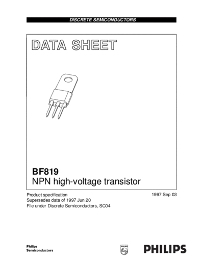 Philips bf819  . Electronic Components Datasheets Active components Transistors Philips bf819.pdf