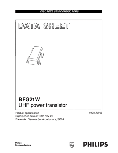 Philips bfg21w 3  . Electronic Components Datasheets Active components Transistors Philips bfg21w_3.pdf