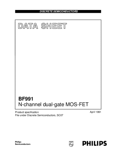 Philips bf991  . Electronic Components Datasheets Active components Transistors Philips bf991.pdf