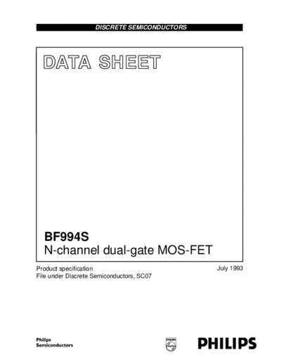 Philips bf994s 1  . Electronic Components Datasheets Active components Transistors Philips bf994s_1.pdf