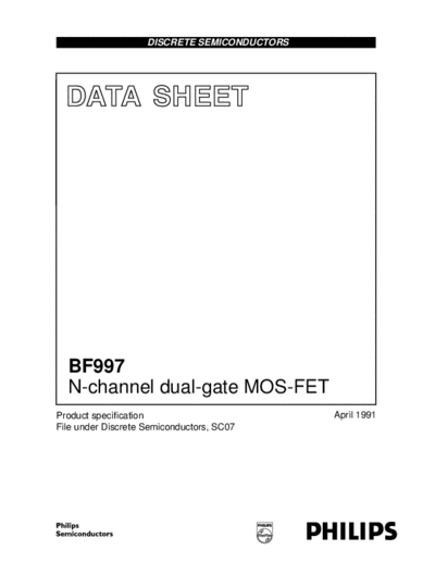 Philips bf997  . Electronic Components Datasheets Active components Transistors Philips bf997.pdf