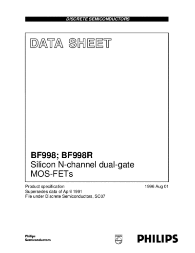 Philips bf998 bf998r 1  . Electronic Components Datasheets Active components Transistors Philips bf998_bf998r_1.pdf