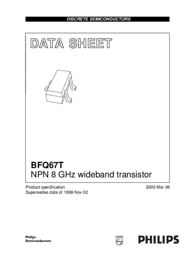 Philips bfq67t 2  . Electronic Components Datasheets Active components Transistors Philips bfq67t_2.pdf