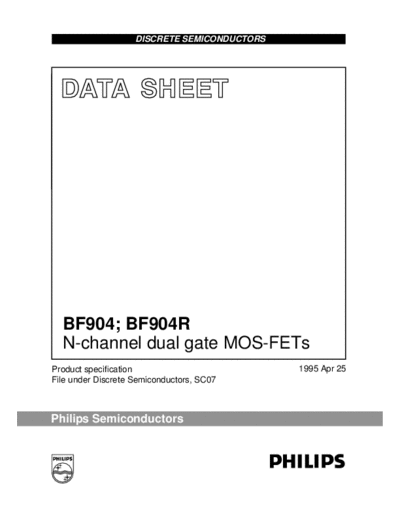 Philips bf904 bf904r 1  . Electronic Components Datasheets Active components Transistors Philips bf904_bf904r_1.pdf