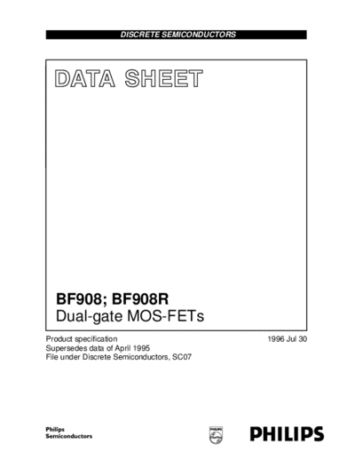 Philips bf908 bf908r 1  . Electronic Components Datasheets Active components Transistors Philips bf908_bf908r_1.pdf