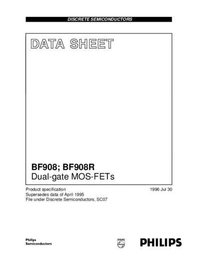 Philips bf908 bf908r 2  . Electronic Components Datasheets Active components Transistors Philips bf908_bf908r_2.pdf