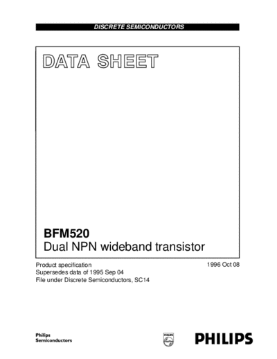 Philips bfm520 2  . Electronic Components Datasheets Active components Transistors Philips bfm520_2.pdf