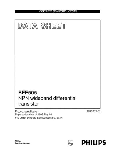 Philips bfe505 2  . Electronic Components Datasheets Active components Transistors Philips bfe505_2.pdf