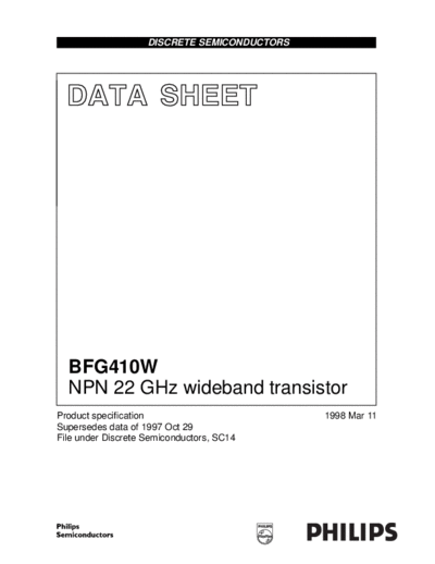 Philips bfg410w 4  . Electronic Components Datasheets Active components Transistors Philips bfg410w_4.pdf
