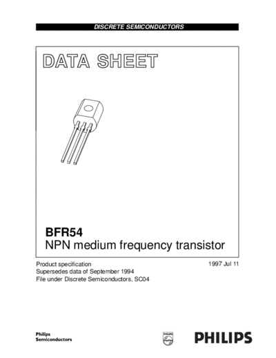 Philips bfr54 cnv 2  . Electronic Components Datasheets Active components Transistors Philips bfr54_cnv_2.pdf