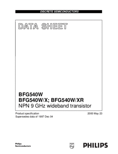 Philips bfg540w bfg540wx bfg540wxr 4  . Electronic Components Datasheets Active components Transistors Philips bfg540w_bfg540wx_bfg540wxr_4.pdf