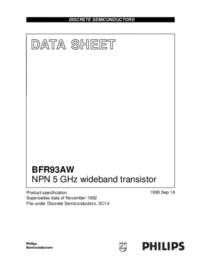 . Electronic Components Datasheets bfr93aw 2  . Electronic Components Datasheets Active components Transistors Philips bfr93aw_2.pdf