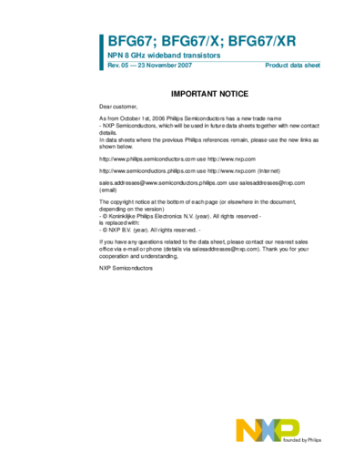 . Electronic Components Datasheets bfg67 x xr n  . Electronic Components Datasheets Active components Transistors Philips bfg67_x_xr_n.pdf