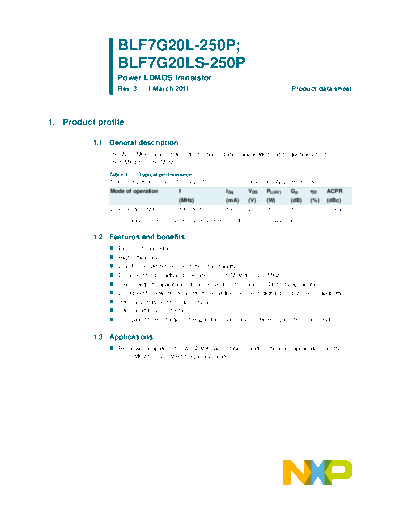 Philips blf7g20l-250p 7g20ls-250p  . Electronic Components Datasheets Active components Transistors Philips blf7g20l-250p_7g20ls-250p.pdf