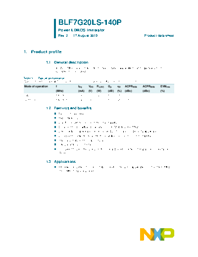 Philips blf7g20ls-140p  . Electronic Components Datasheets Active components Transistors Philips blf7g20ls-140p.pdf